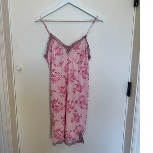 Women's Pink Floral Lace Slip Dress Camisole Size L